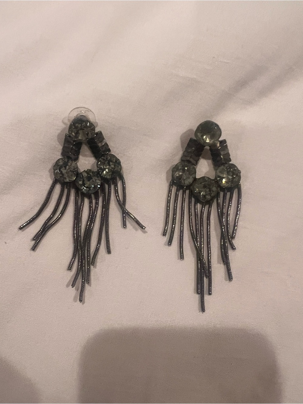Lionette Black Fringe Chain Drop Earrings